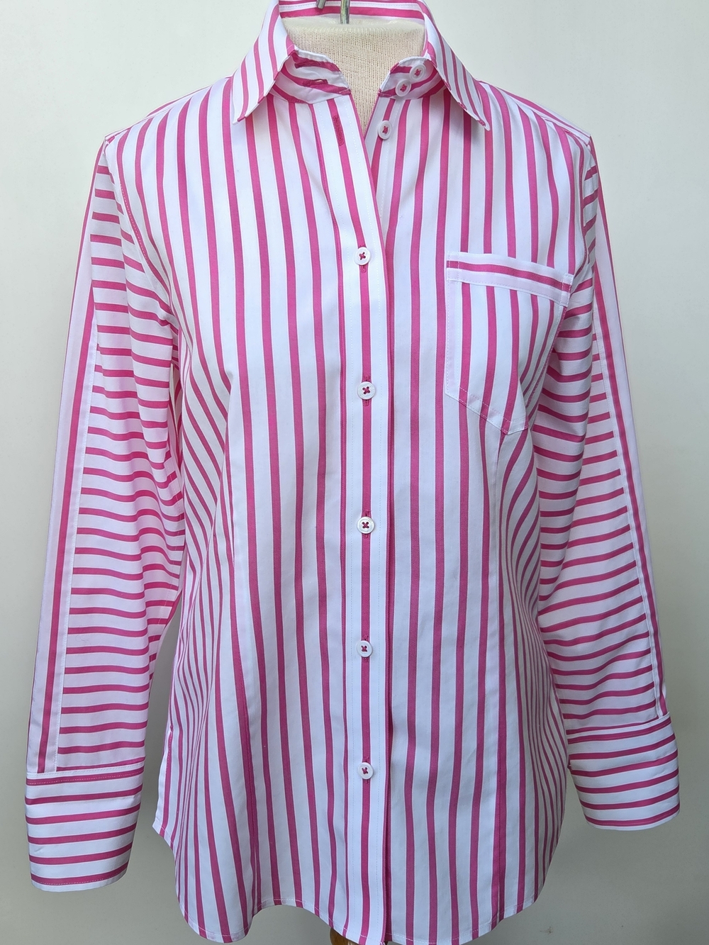 Foxcroft Striped Non-Iron Fitted Fit Button Down Shirt Size-6